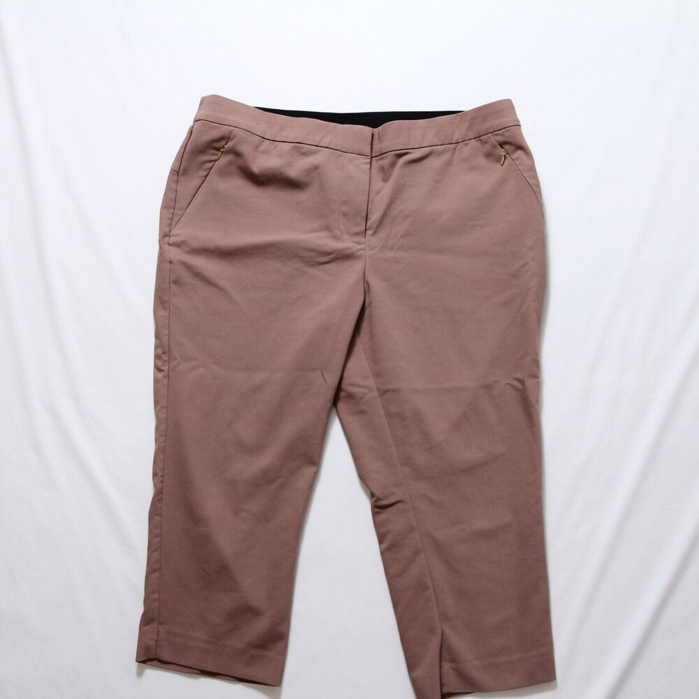 Evri Crop Pant Womens 16W Tan Blush High Rise Pockets Career Casual